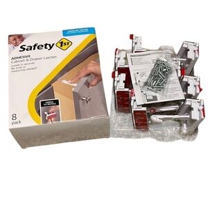 Safety 1ˢᵗ Adhesive Cabinet Latch (8pk), White, Toddler